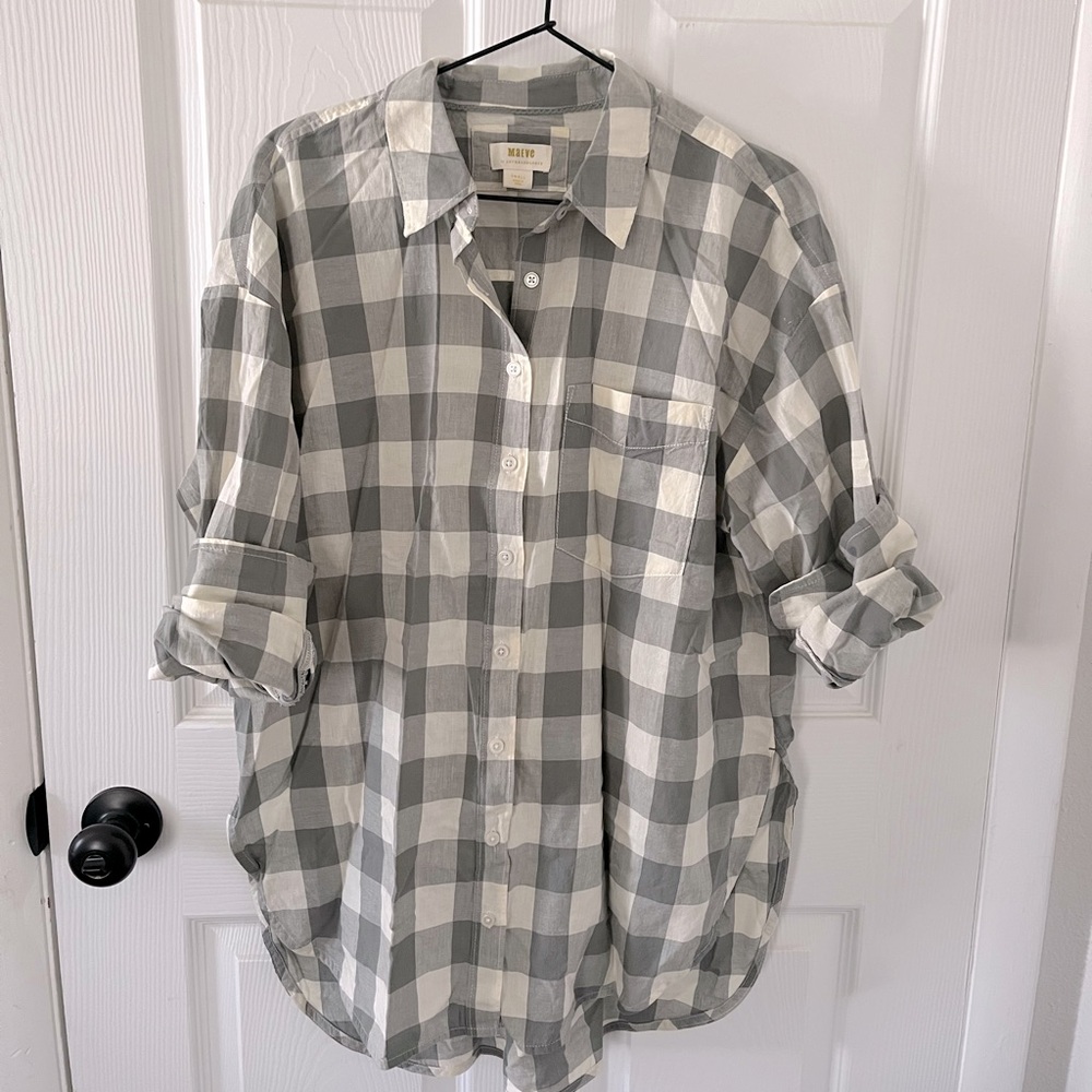 Anthropologie Gray and Cream Button Down